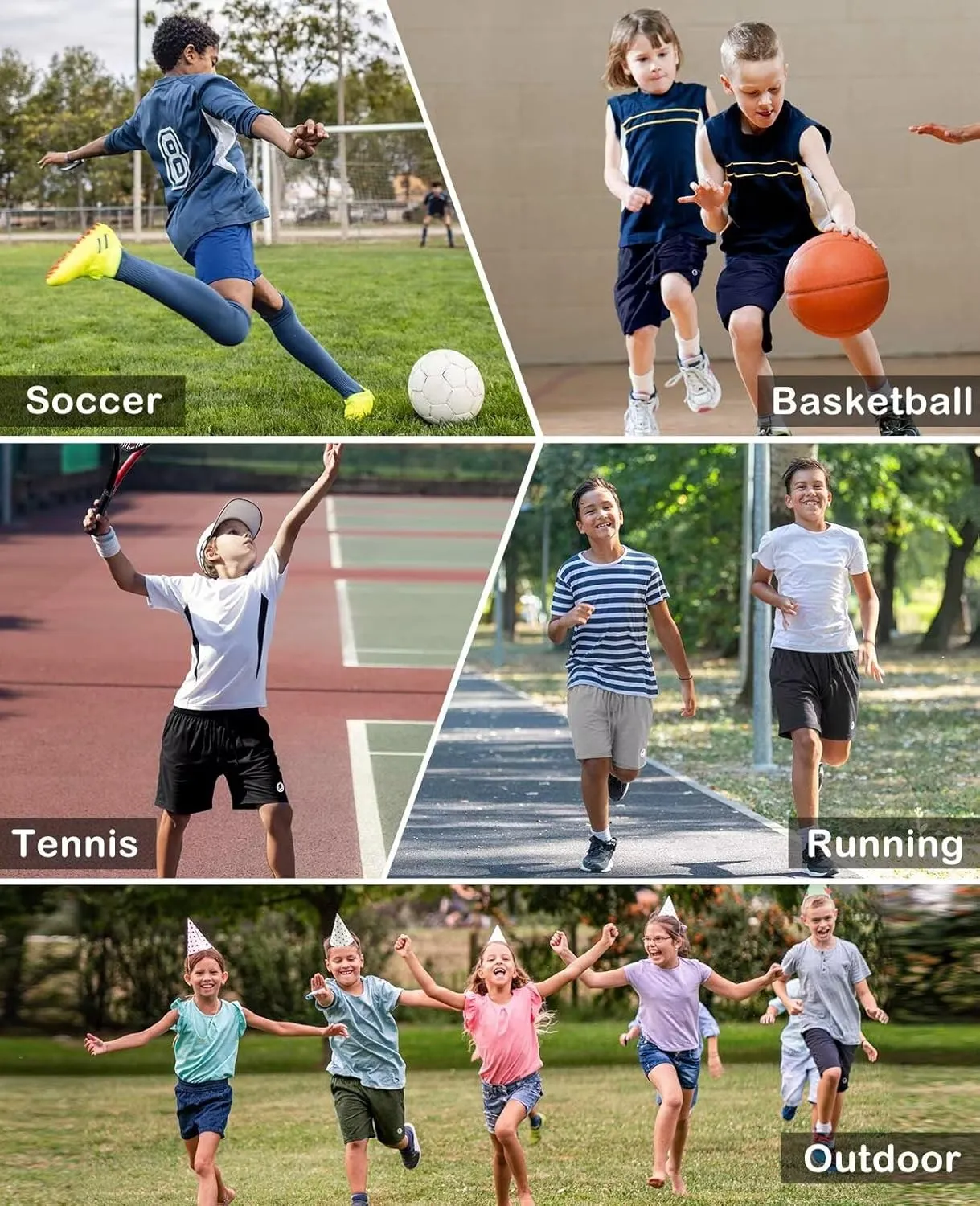 5 Pack Boys Athletic Shorts with Pockets Active Youth Basketball Shorts Quick Dry Kids Gym Soccer Shorts