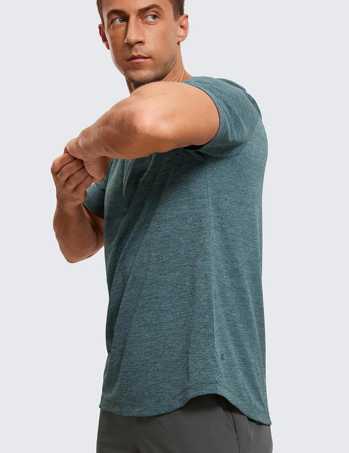 CRZ YOGA Lightweight Short Sleeve T-Shirt for Men Quick Dry Workout Running Athletic Tee Shirt Tops