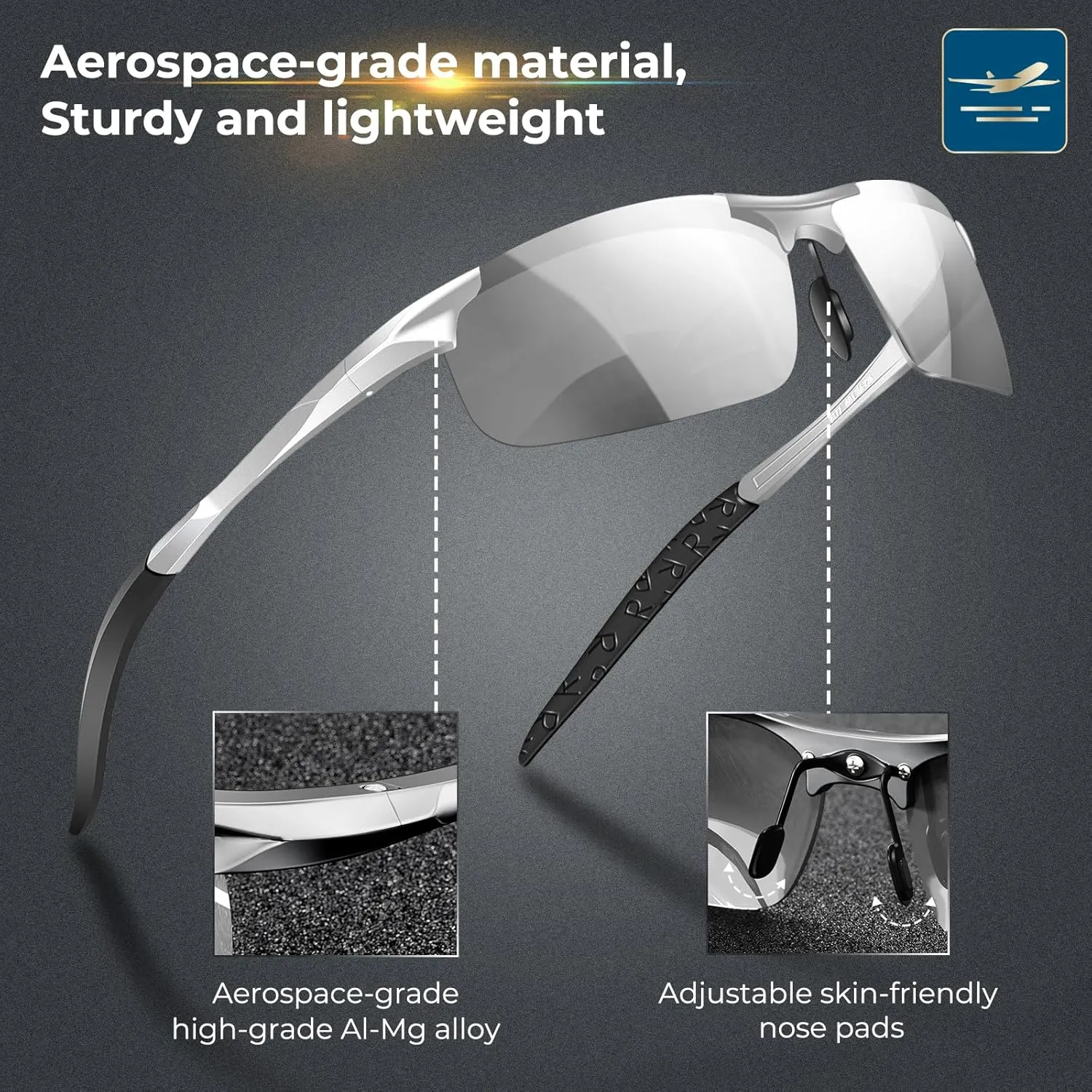 DADA-PRO Polarized Sunglasses Men Sport Driving Sun Glasses Ultralight Al-Mg Mirrored Shades UV400 Protection