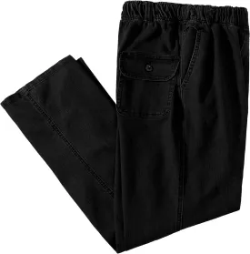 IDEALSANXUN Men??s Elastic Waist Loose Fit Denim Pants Casual Solid Jeans Trouser