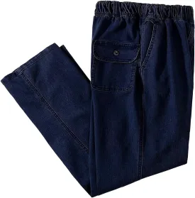 IDEALSANXUN Men??s Elastic Waist Loose Fit Denim Pants Casual Solid Jeans Trouser