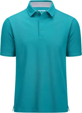 MAGCOMSEN Men's Polo Shirts Short Sleeve Cotton Pique 3 Button Classic Fit Casual T-Shirt Performance Golf Shirts