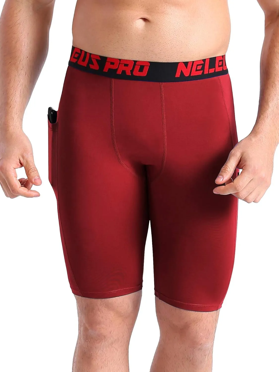 NELEUS Men's 3 Pack Running Compression Shorts with Pockets
