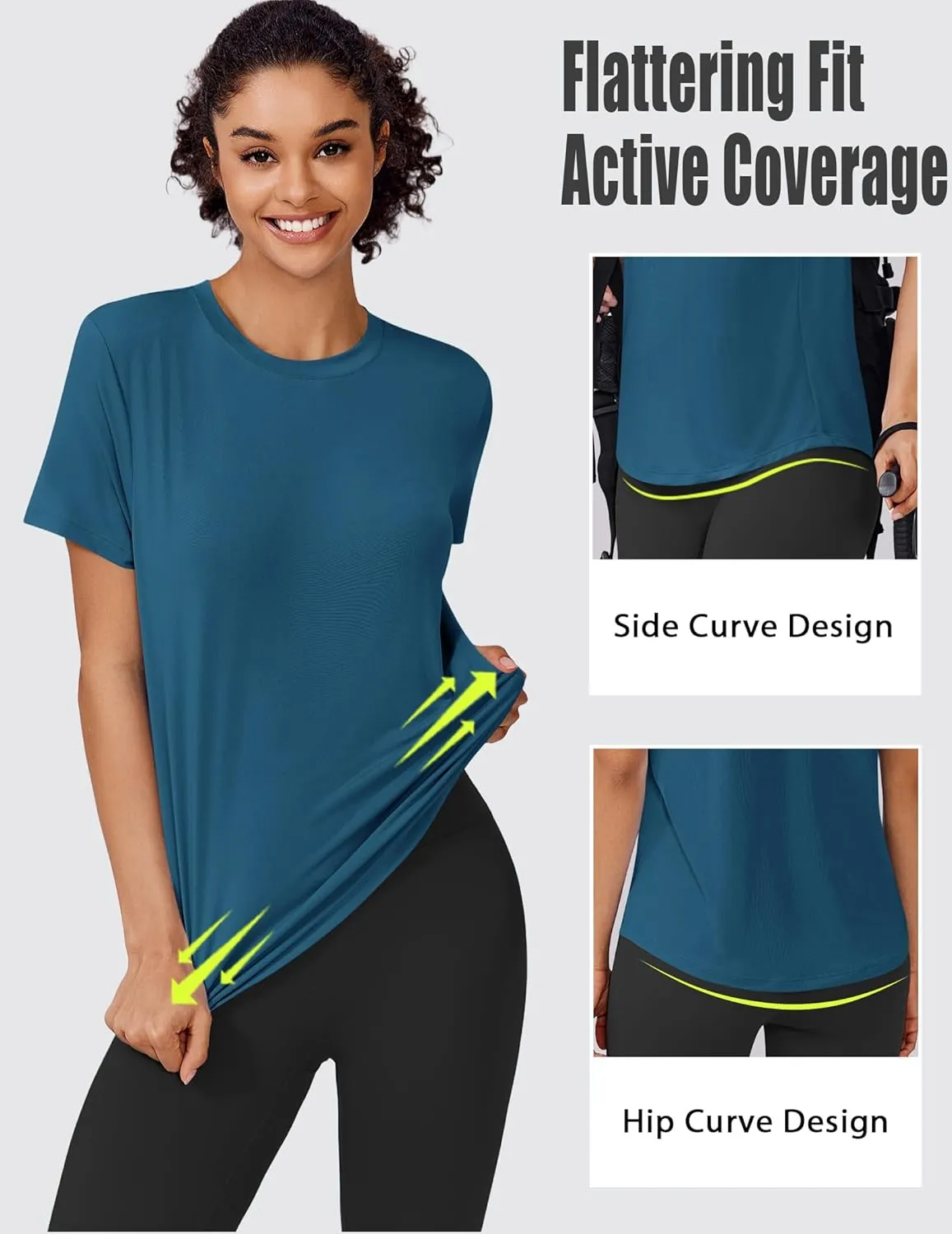 PINSPARK Soft Workout Tops for Women Short Sleeve UV Protection Shirt Quick Dry Athletic Swim Exercise Hiking Travel Shirts