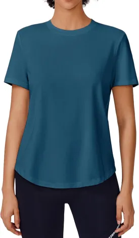 PINSPARK Soft Workout Tops for Women Short Sleeve UV Protection Shirt Quick Dry Athletic Swim Exercise Hiking Travel Shirts