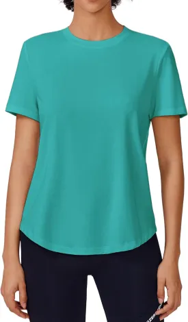 PINSPARK Soft Workout Tops for Women Short Sleeve UV Protection Shirt Quick Dry Athletic Swim Exercise Hiking Travel Shirts