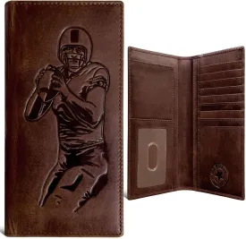 Quarterback Tall Wallet - Football Wallet - Full Grain Leather Tall Wallet | Long Bifold Wallet | Rodeo Wallet | Football Gift for men | Unique Football Gift