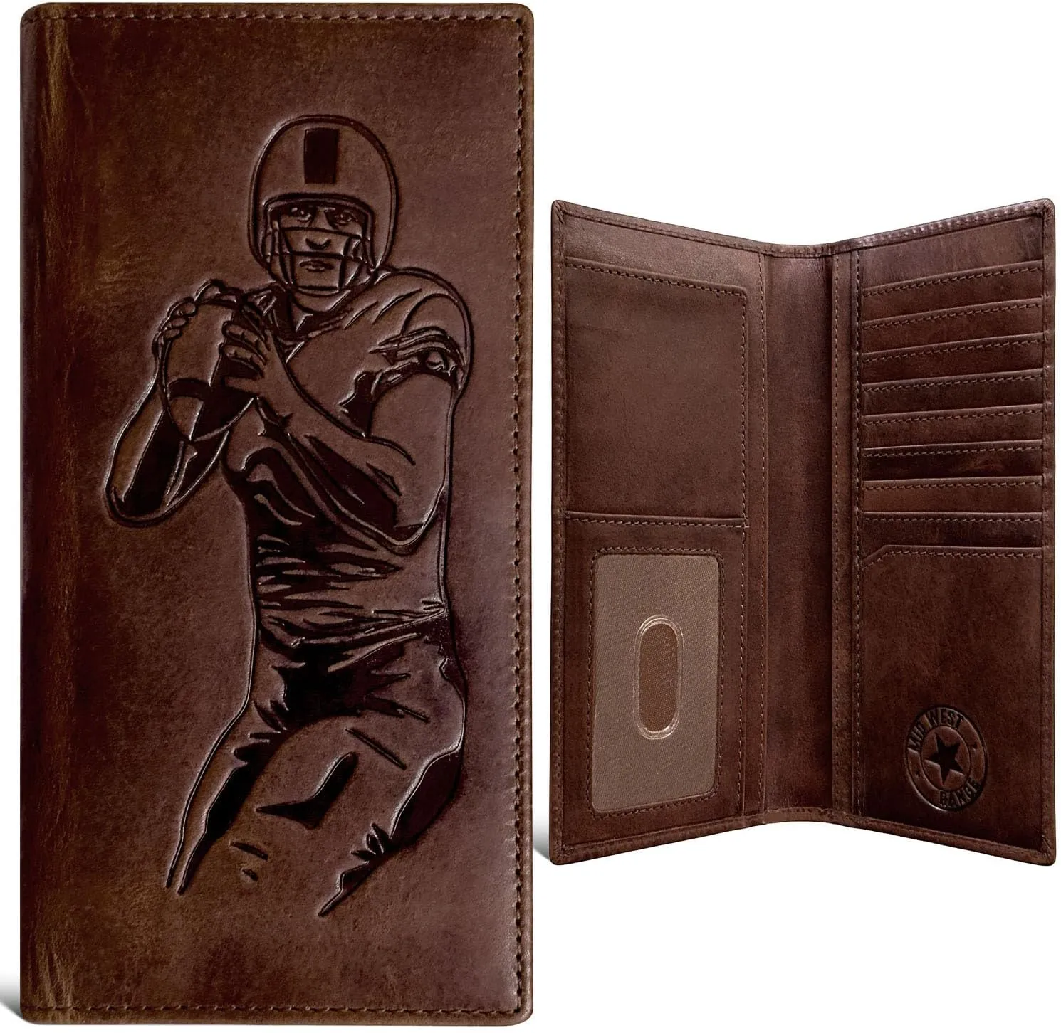 Quarterback Tall Wallet - Football Wallet - Full Grain Leather Tall Wallet | Long Bifold Wallet | Rodeo Wallet | Football Gift for men | Unique Football Gift