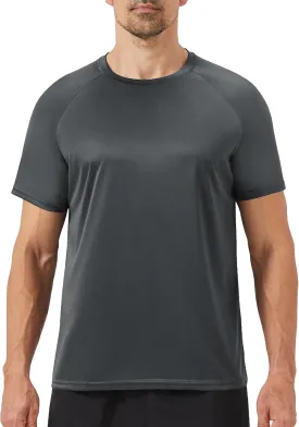 Workout Mens Shirts - Casual Black Quick Dry Moisture Wicking T-Shirts Crew Neck Short Sleeve for Gym Athletic Running